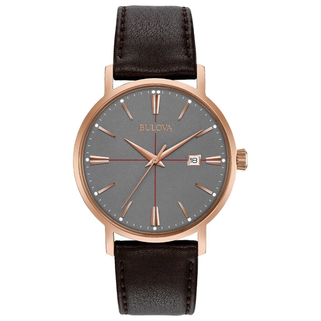 Bulova 39mm Rose Gold Leather Band Watch!!